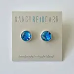 Abstract Post Earrings - Blue