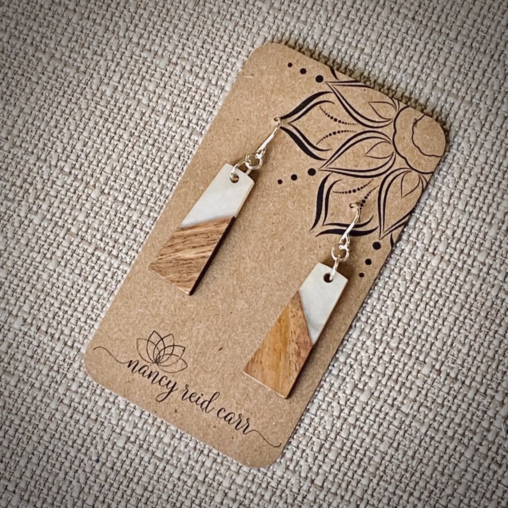 Modern Boho Collection - Trapezoid Drop Earrings Wood/Resin | Ivory