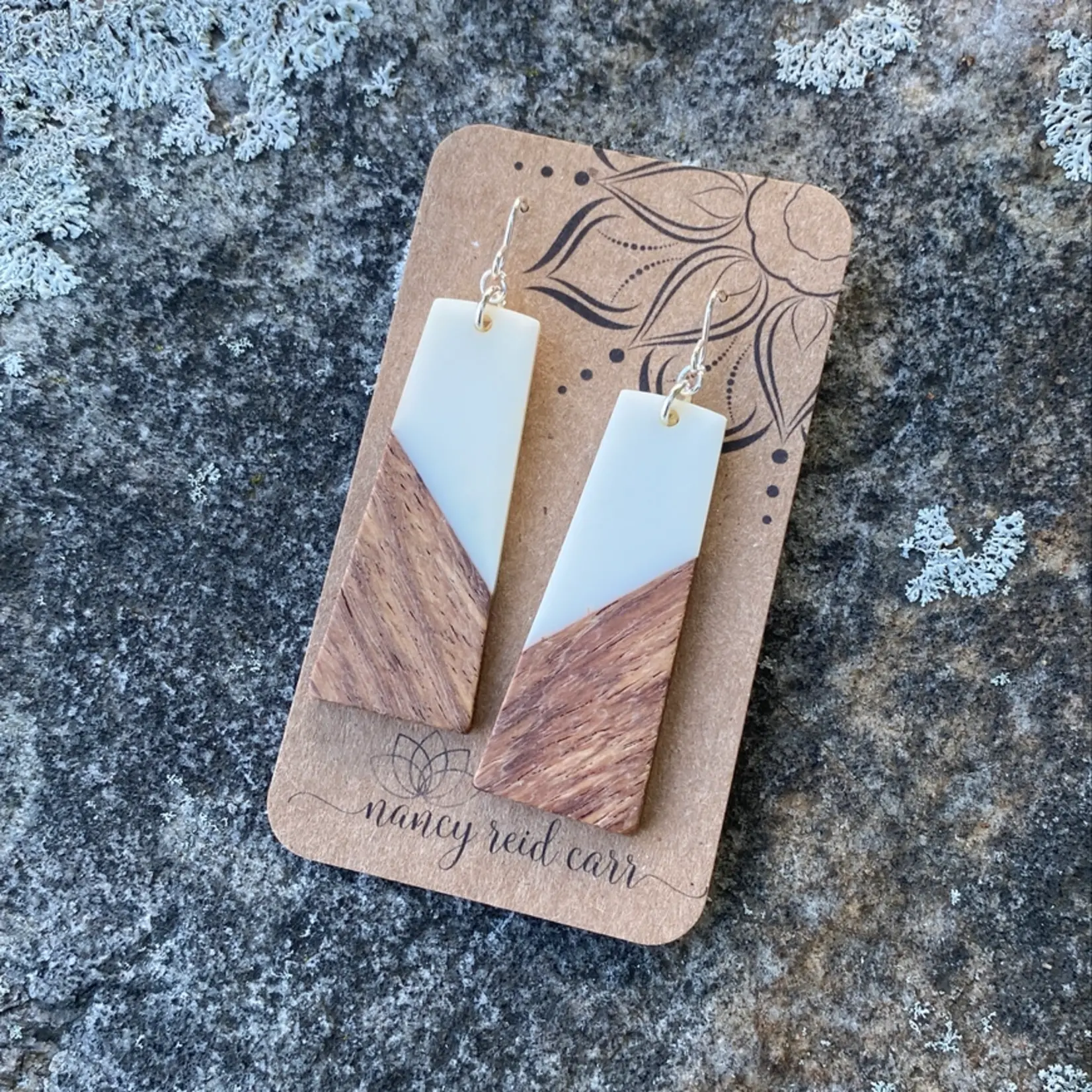 Modern Boho Collection - Trapezoid Drop Earrings Wood/Resin | Ivory