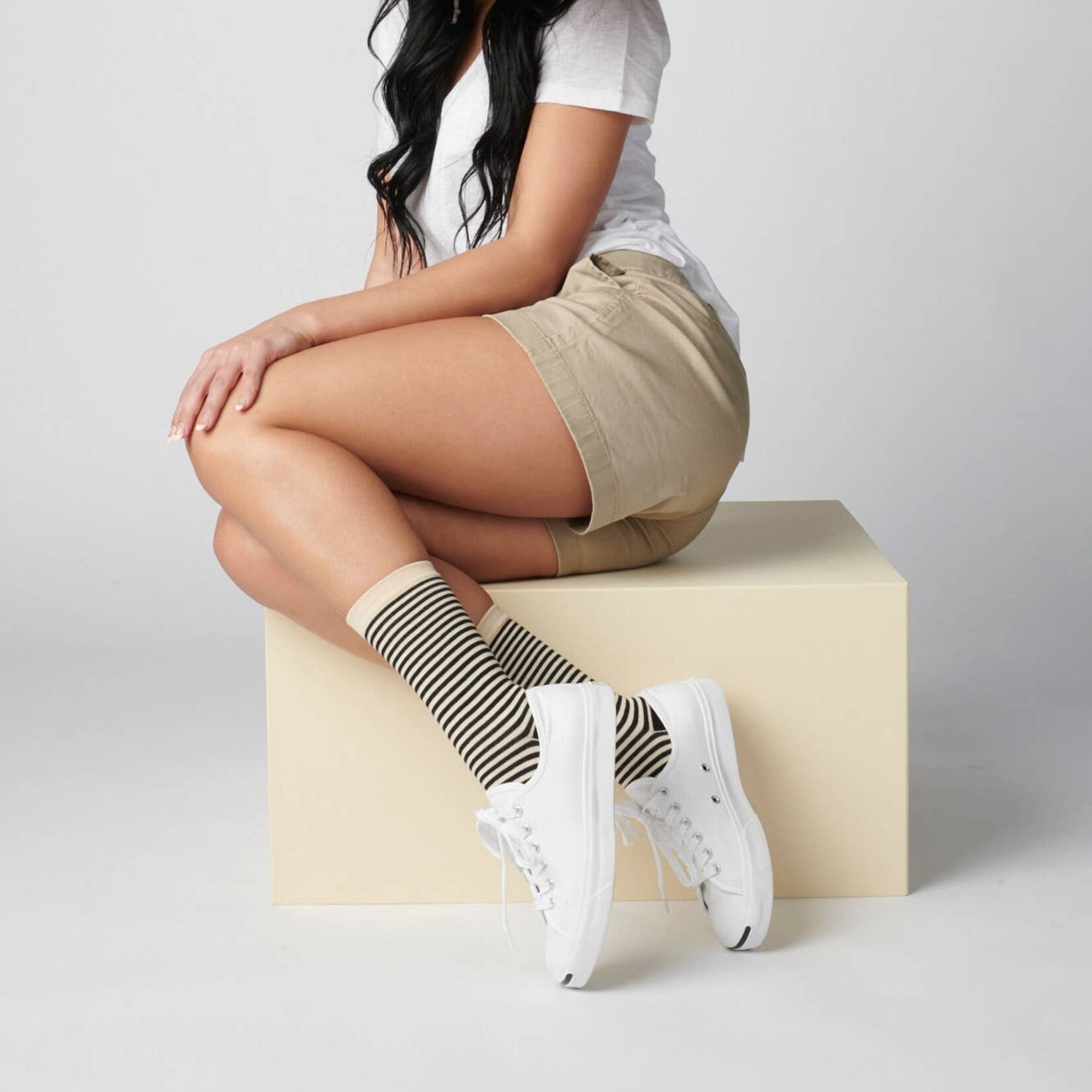 Cole Black & White Striped Socks (2 size options)