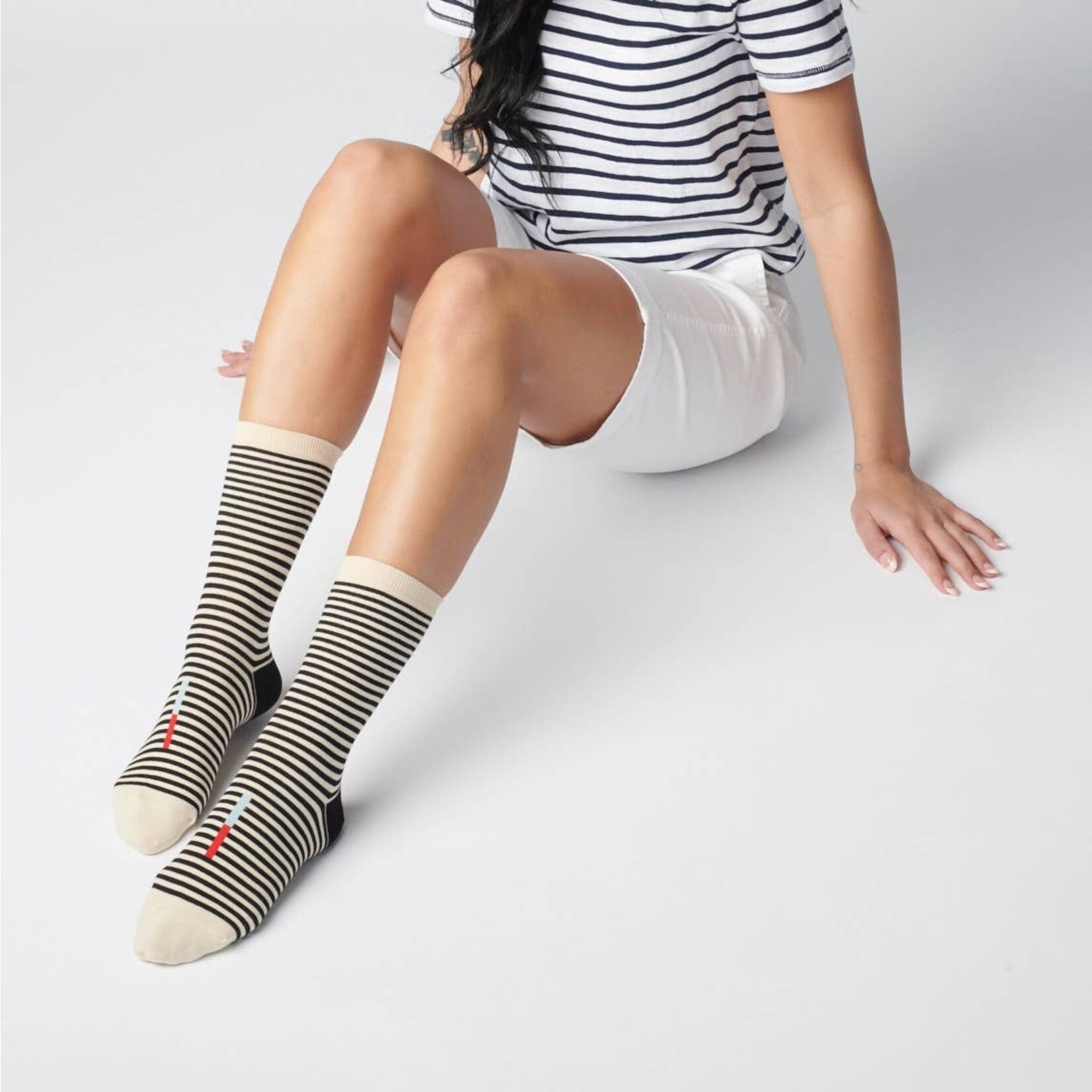 Cole Black & White Striped Socks (2 size options)