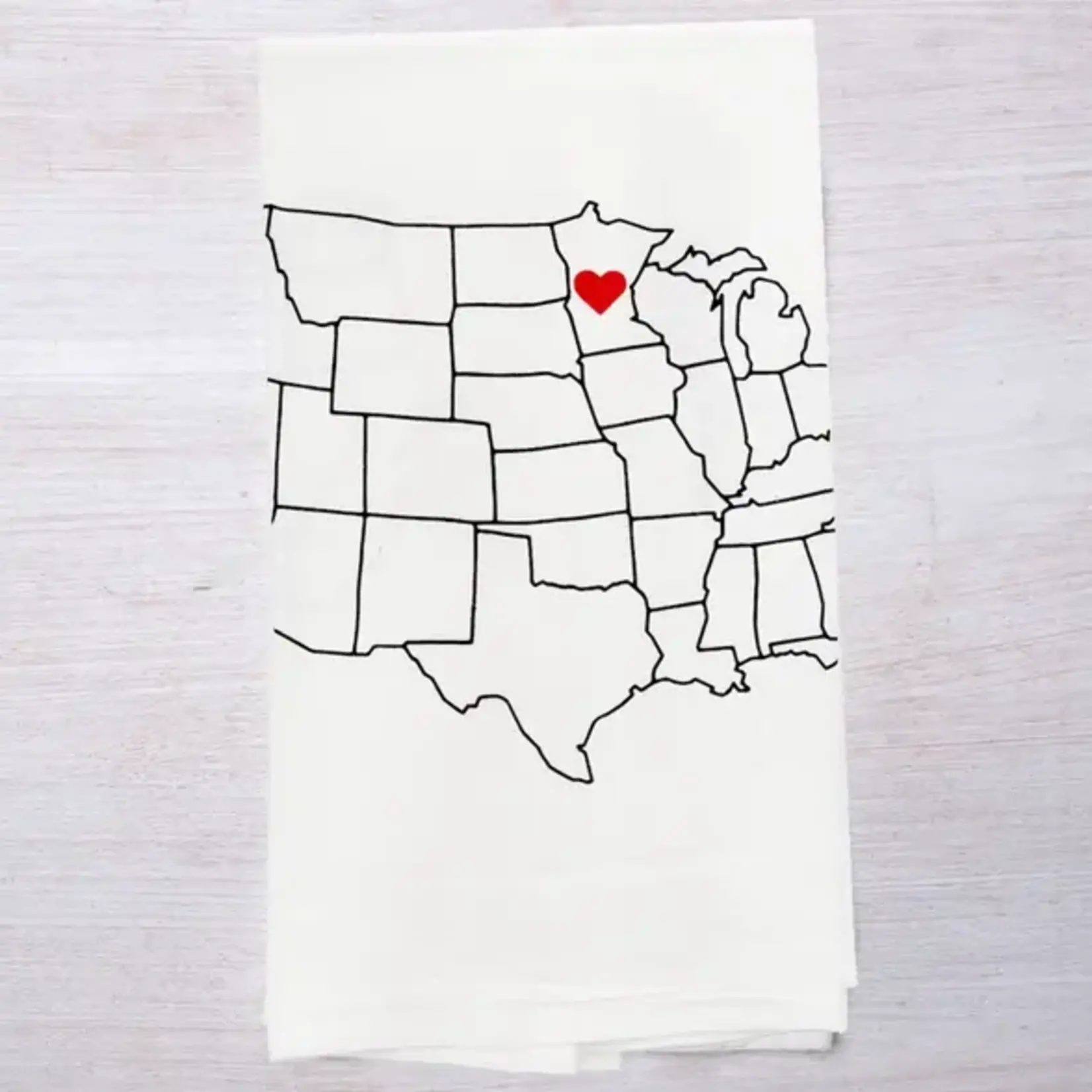 Tea Towel - USA Map ♥ Massachusetts