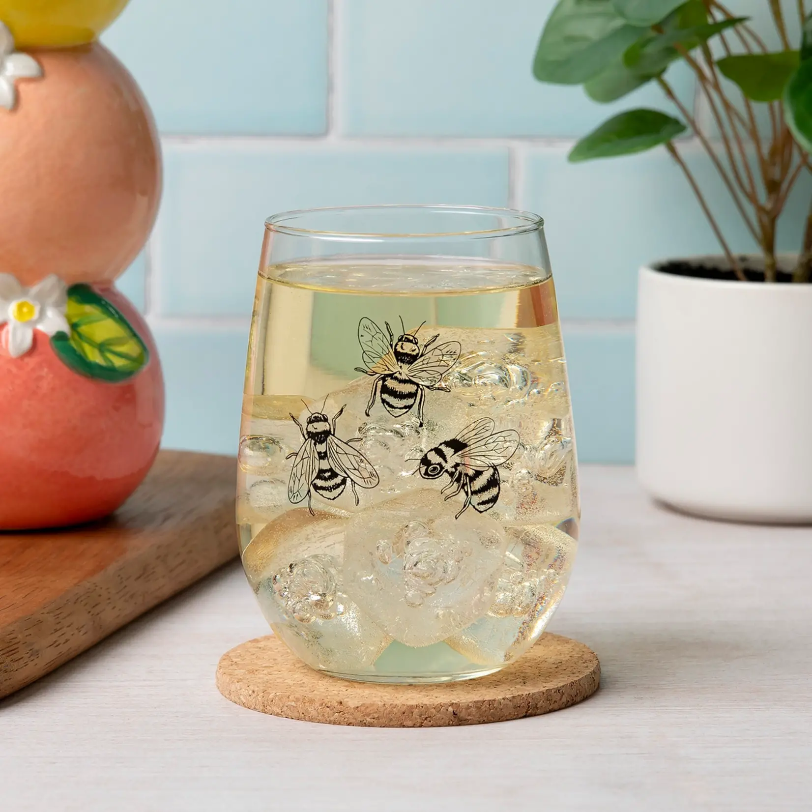 Bumble Bee Stemless Wine Glass