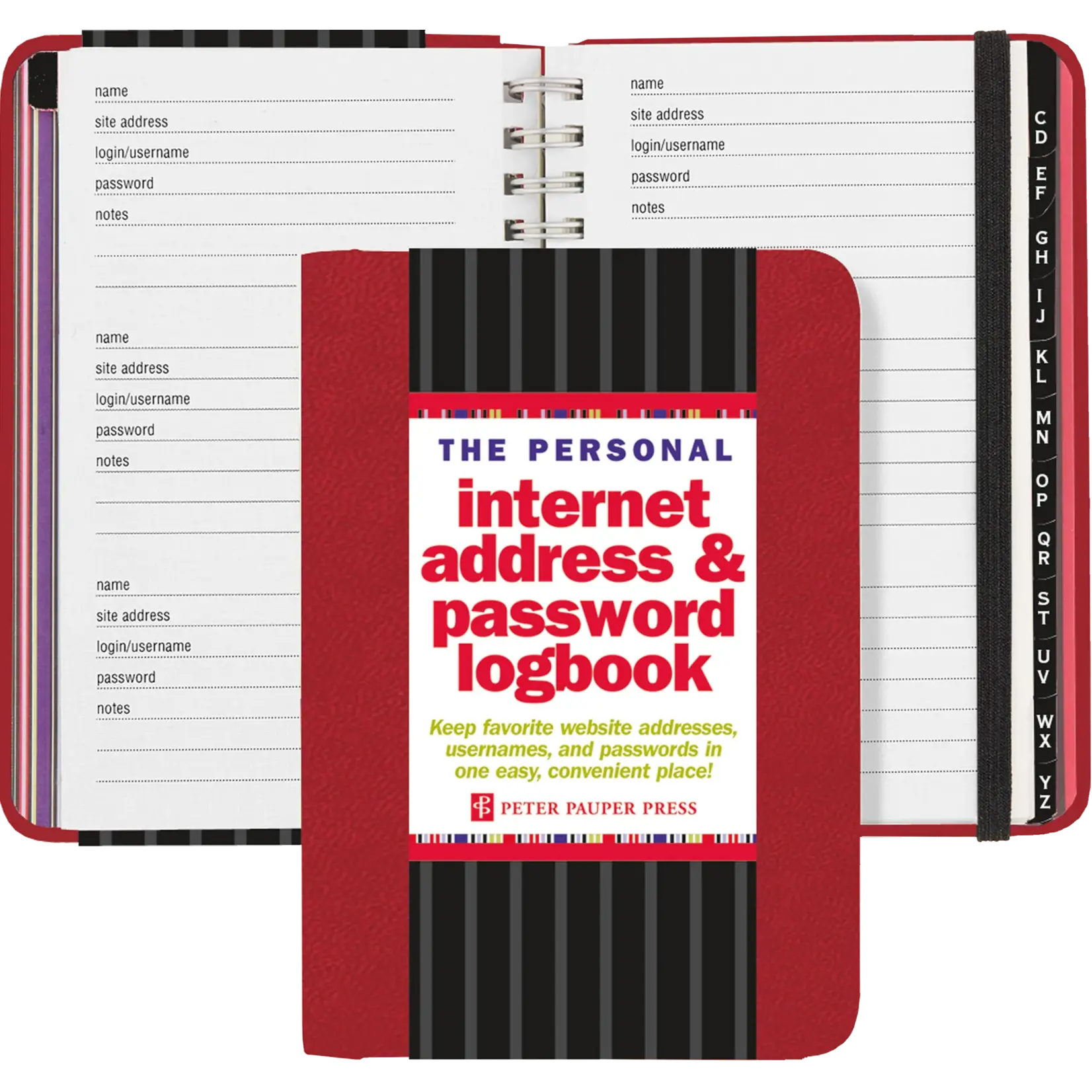 Peter Pauper Press The Personal Internet Address & Password Logbook (Red)
