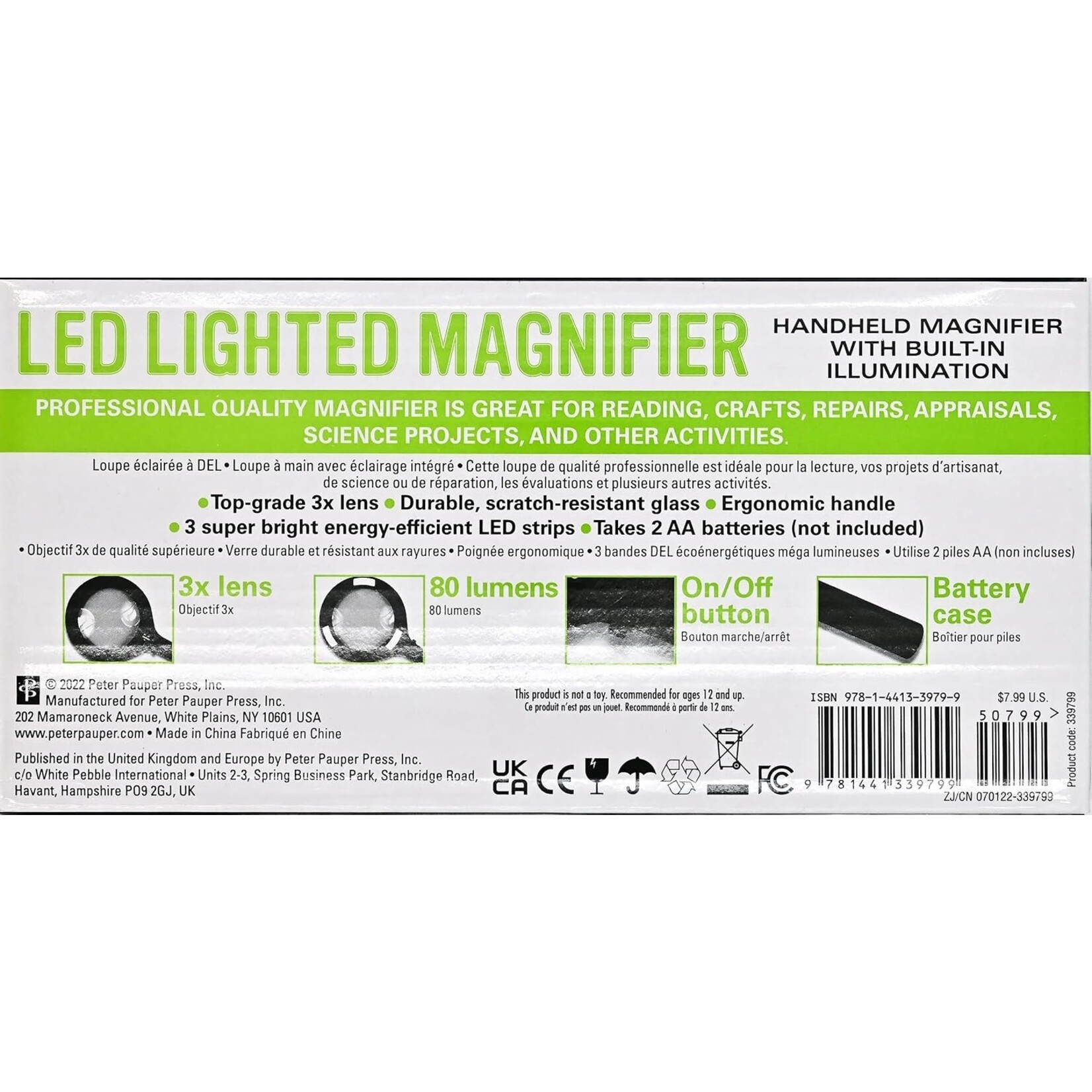 Peter Pauper Press Handheld LED Lighted Magnifier