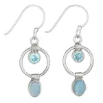 "Blue Beauty" Chalcedony and Topaz Sterling Silver Earrings