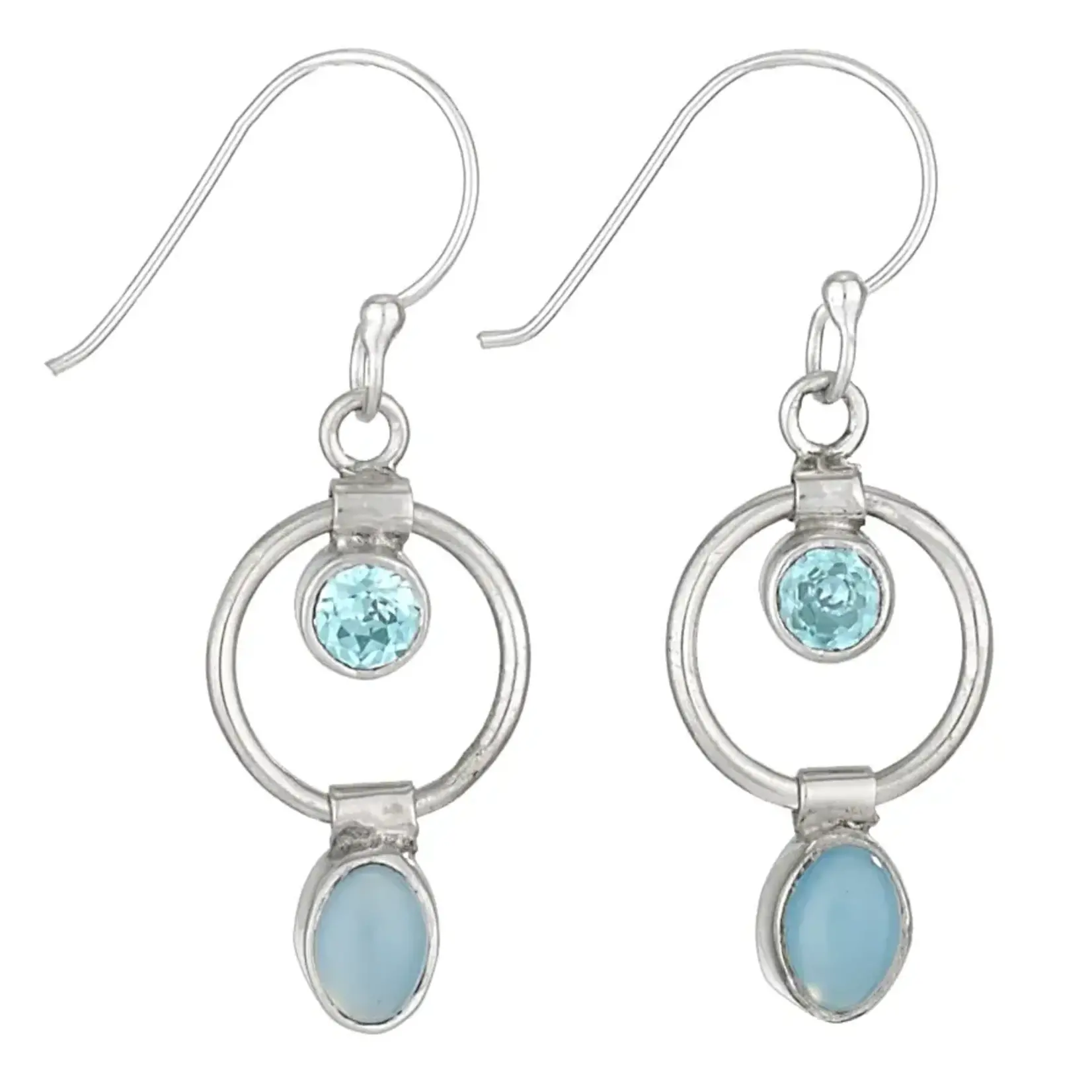 "Blue Beauty" Chalcedony and Topaz Sterling Silver Earrings