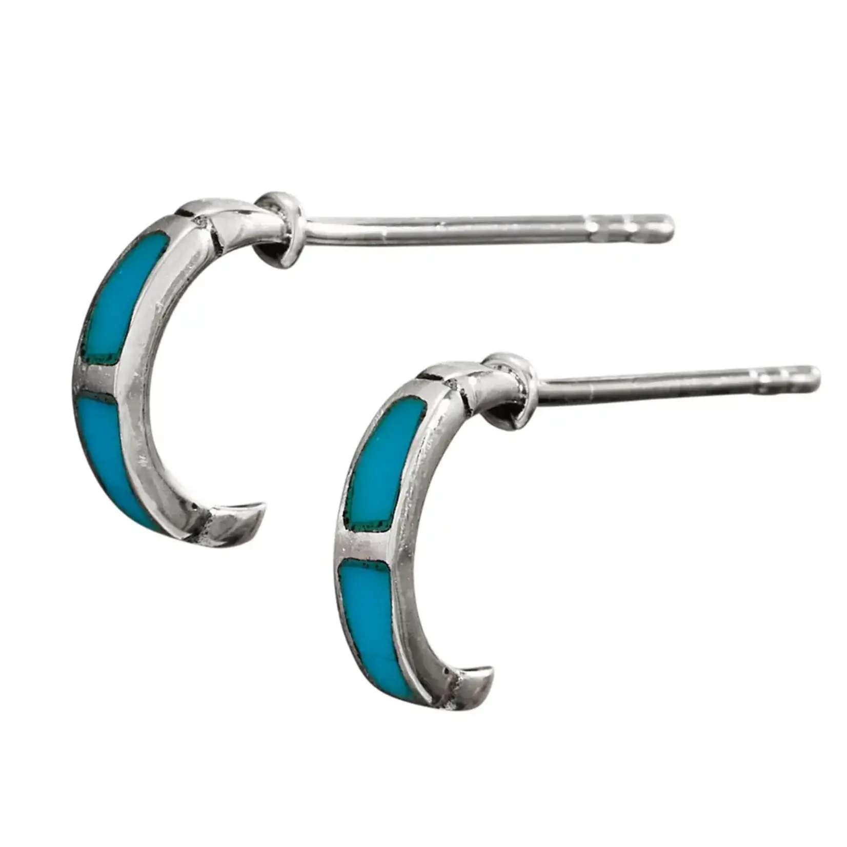 Petite Turquoise Hoop Sterling Silver Stud