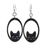 Sneaky Cat - Wooden Earrings
