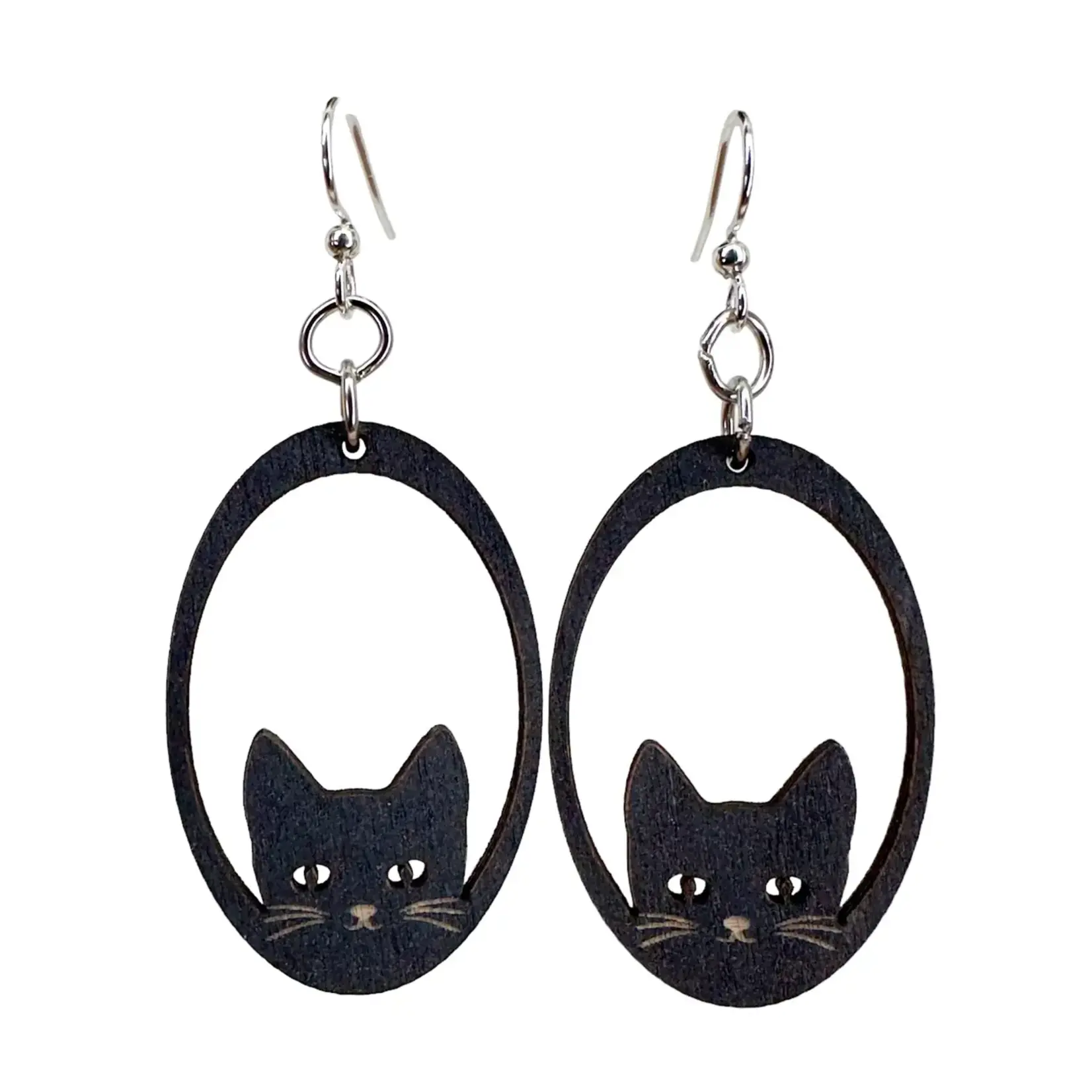 Sneaky Cat - Wooden Earrings