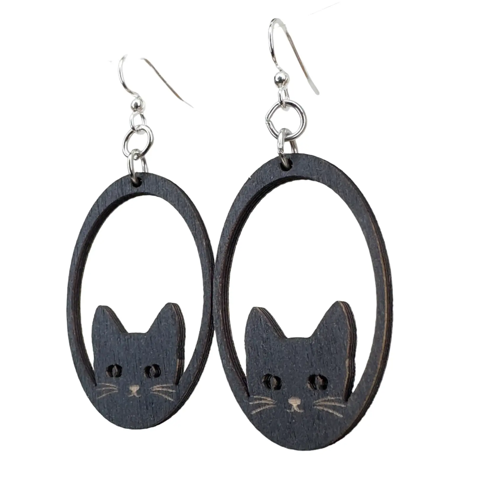 Sneaky Cat - Wooden Earrings