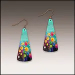 Turquoise Flowers Artistic Triangle Drop Earrings