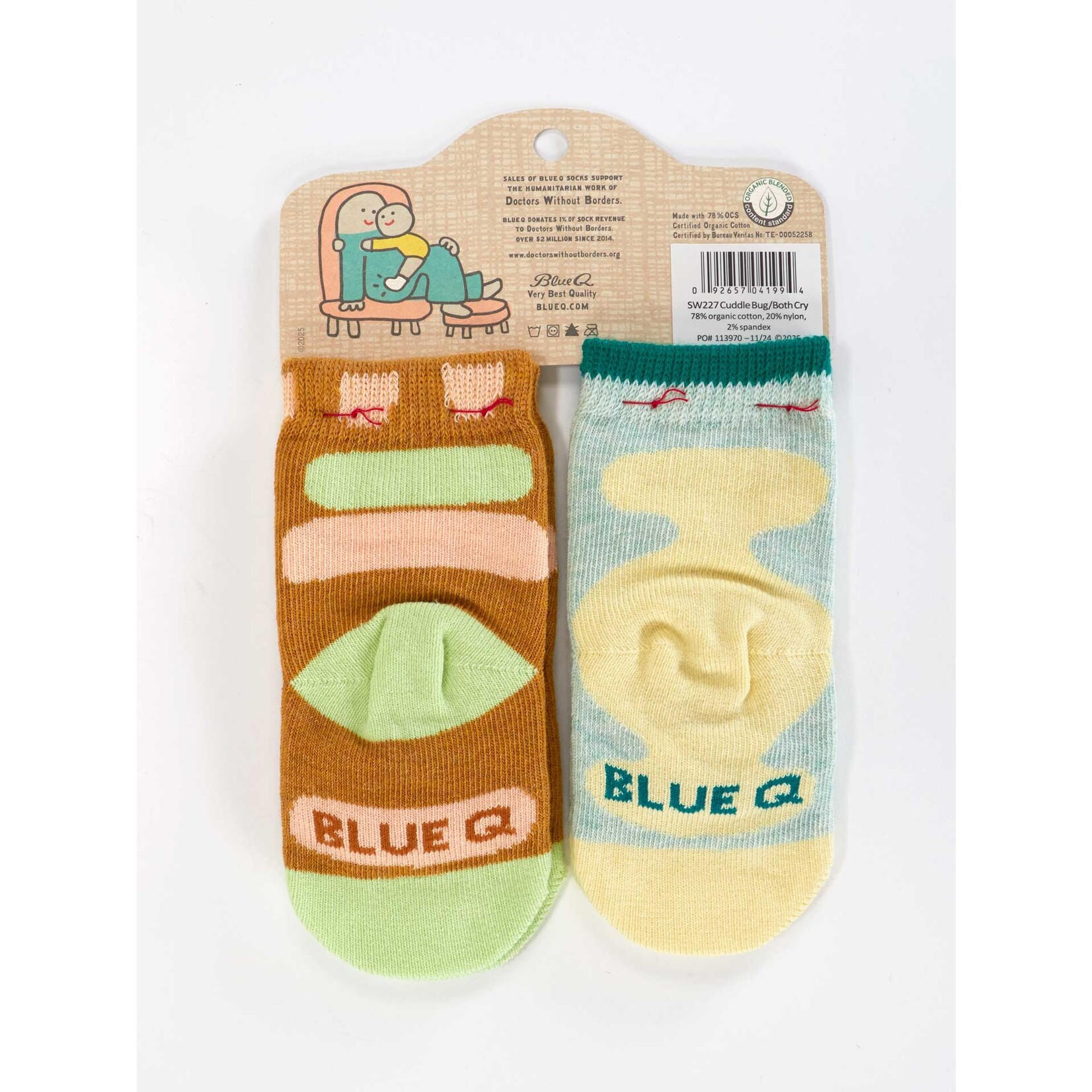 Blue Q Certified Cuddle Bug/I Bet I Can Make Us Both Cry Baby Socks