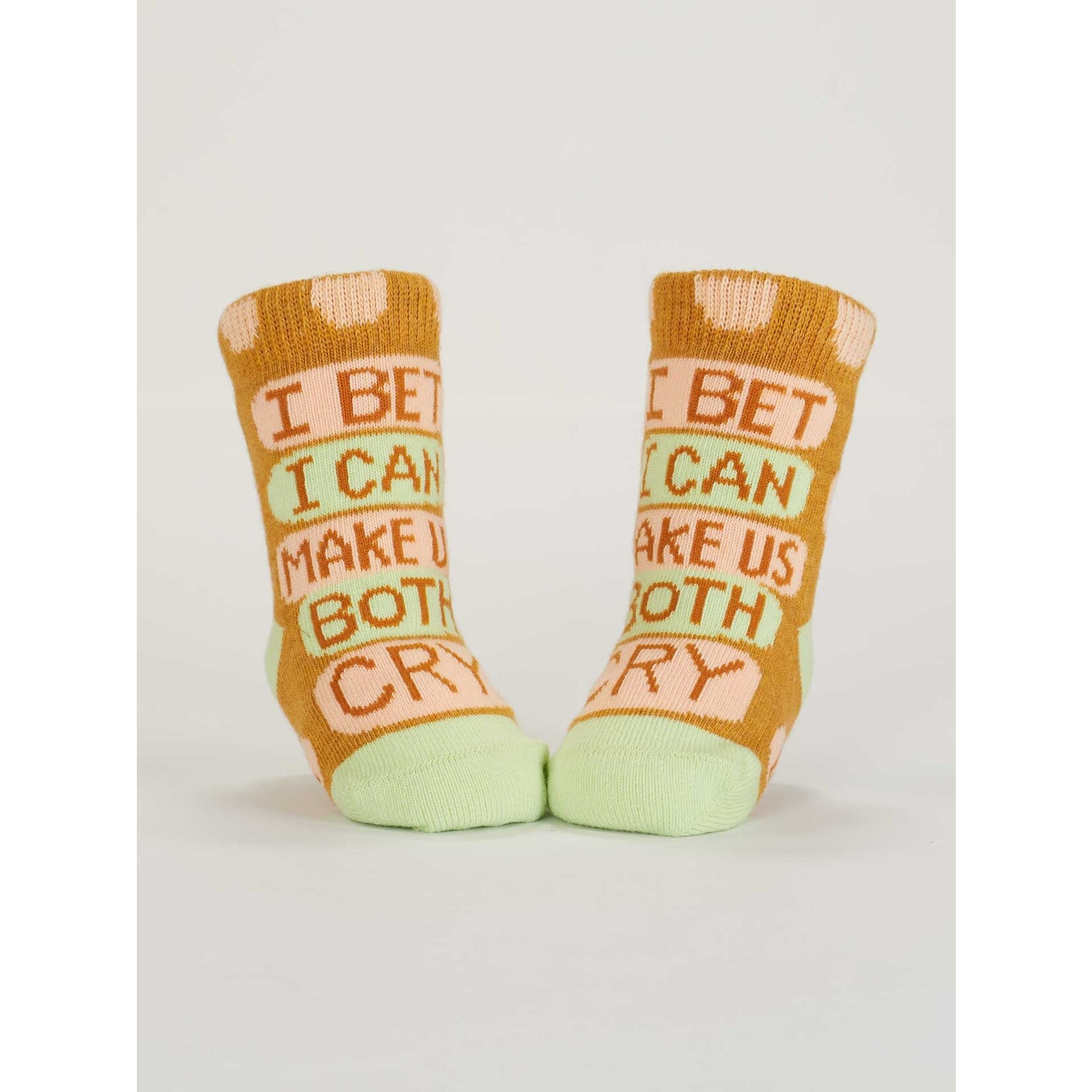 Blue Q Certified Cuddle Bug/I Bet I Can Make Us Both Cry Baby Socks