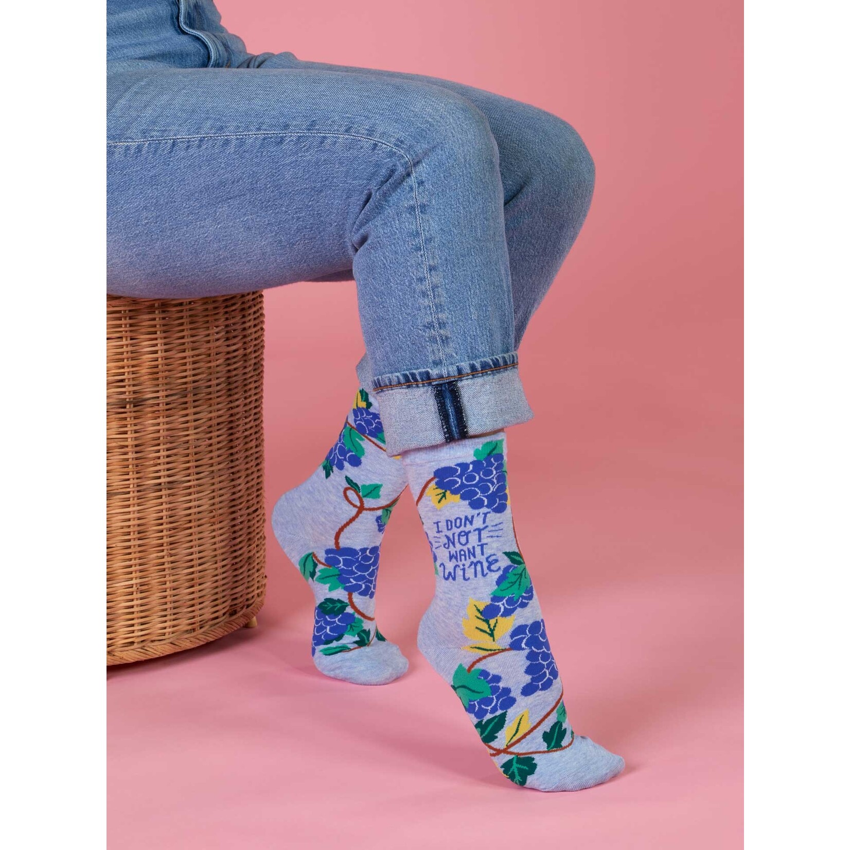 Blue Q I Don't Not Want Wine - Women's Crew Socks