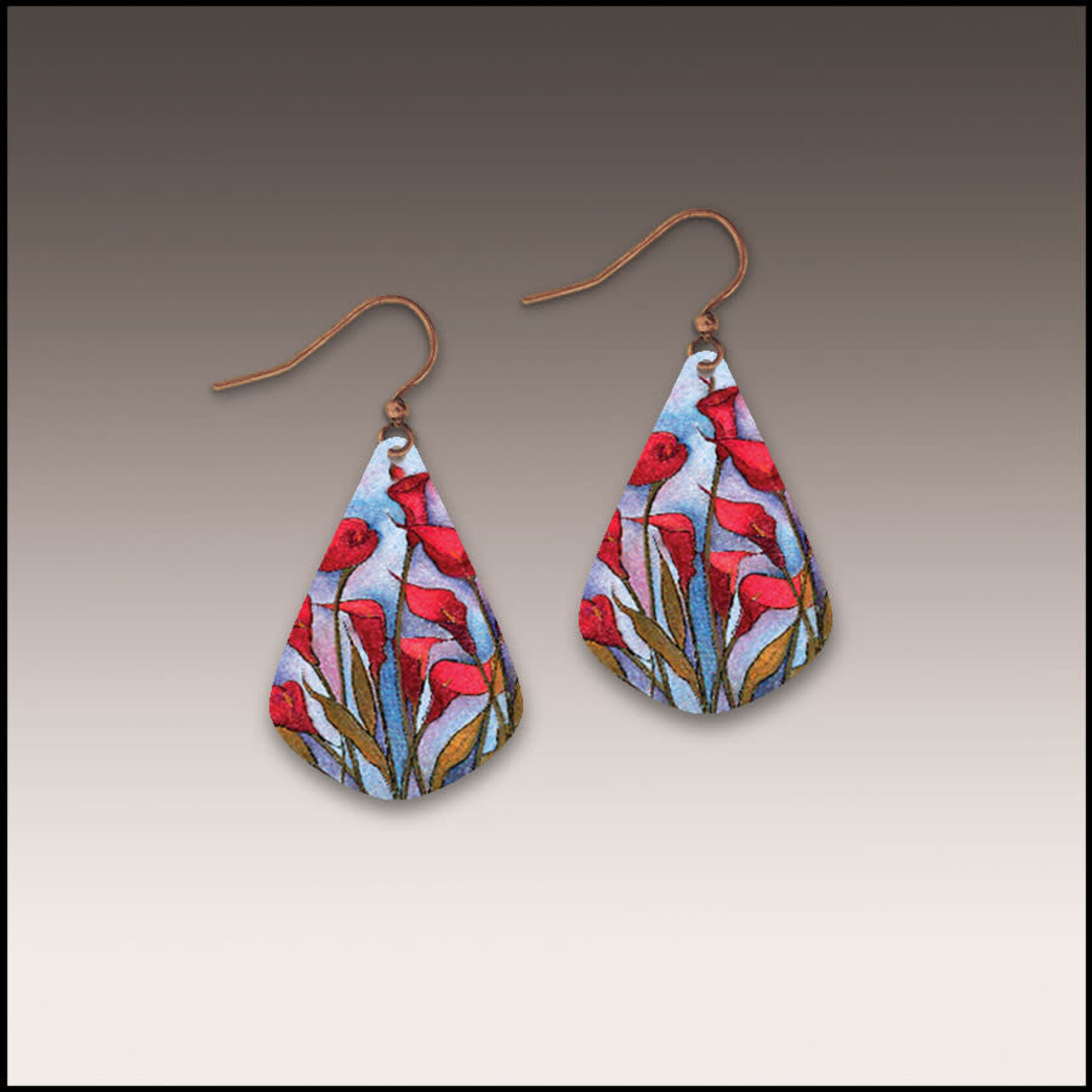 Calla Lily Red Short Drop Handmade Earrings