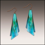 Aqua Abstract Wing Multilayer Earrings