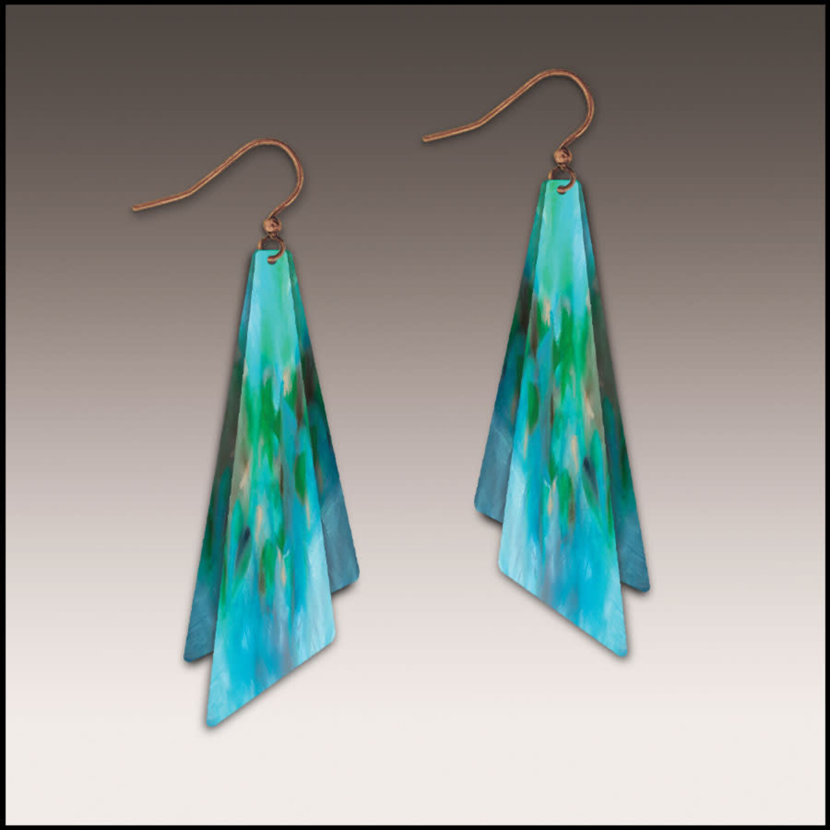 Aqua Abstract Wing Multilayer Handmade Earrings