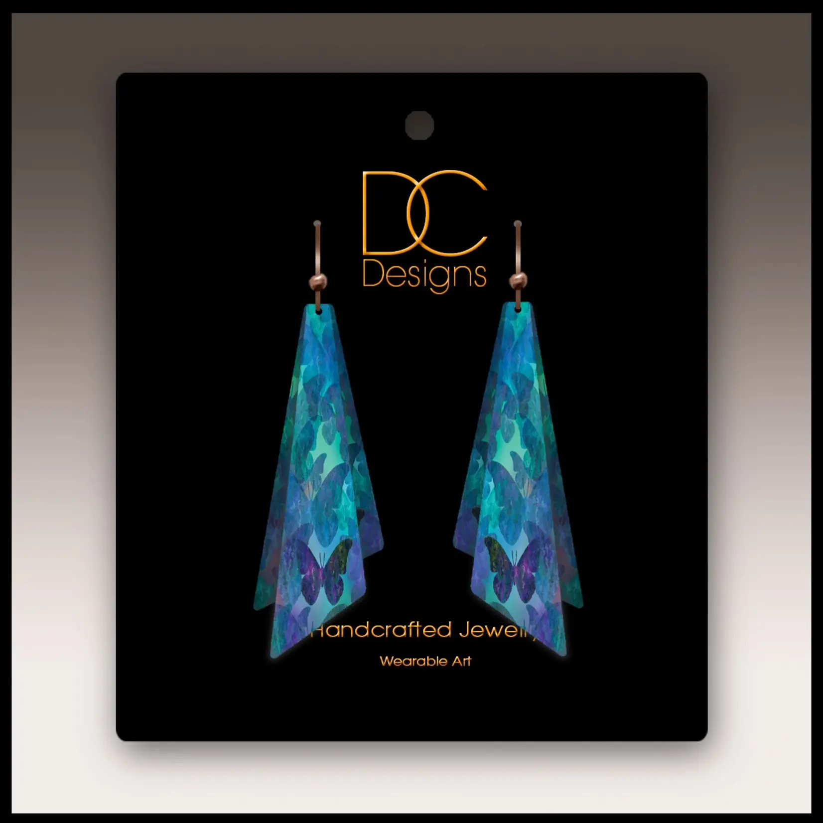 Blue Butterfly Pattern Wing Multilayer Handmade Earrings