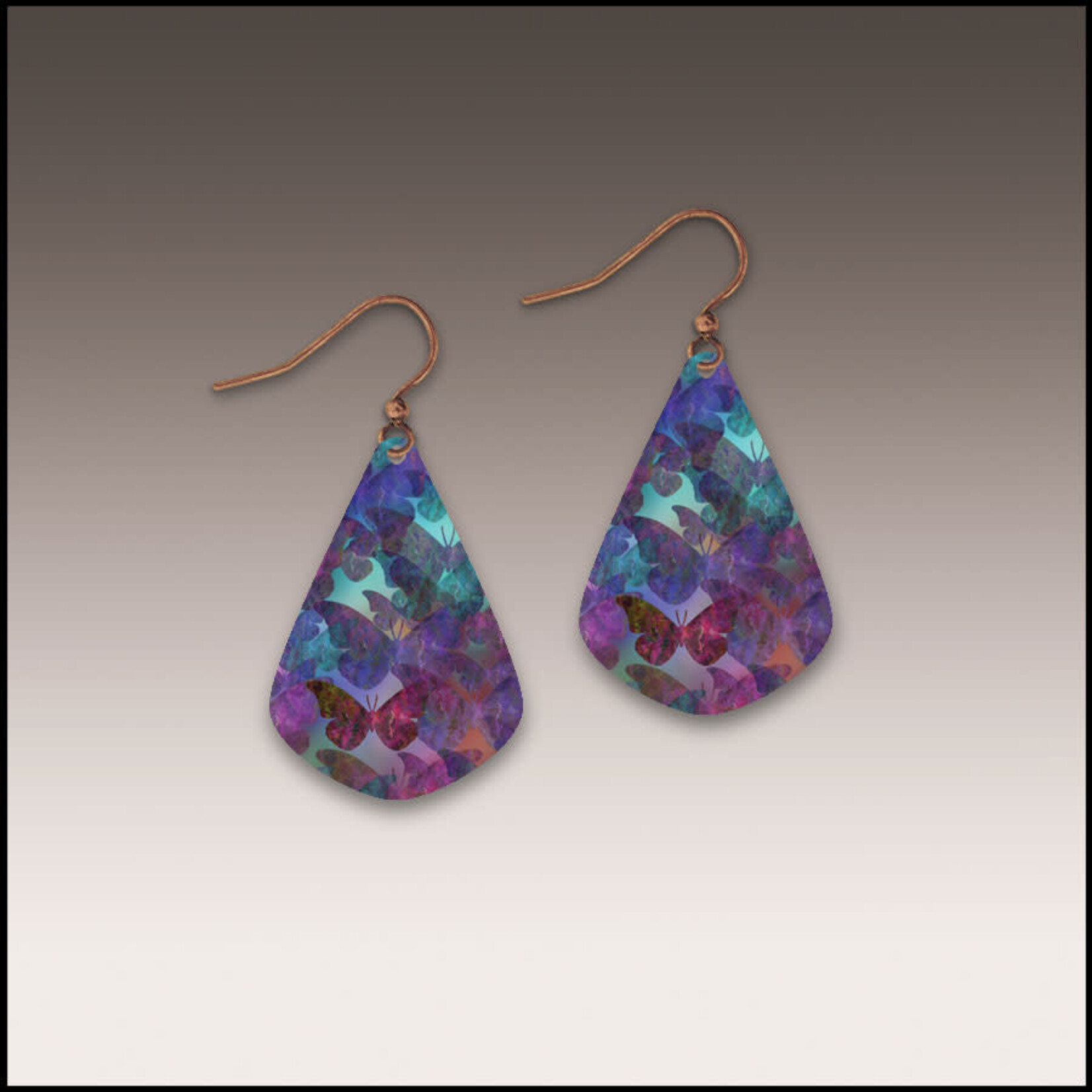 Purple Butterfly Pattern Short Drop Handmade Earrings