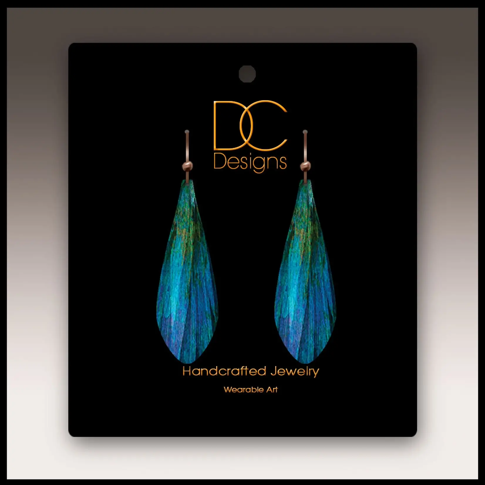 Blue Nature Abstract Long Drop Handmade Earrings
