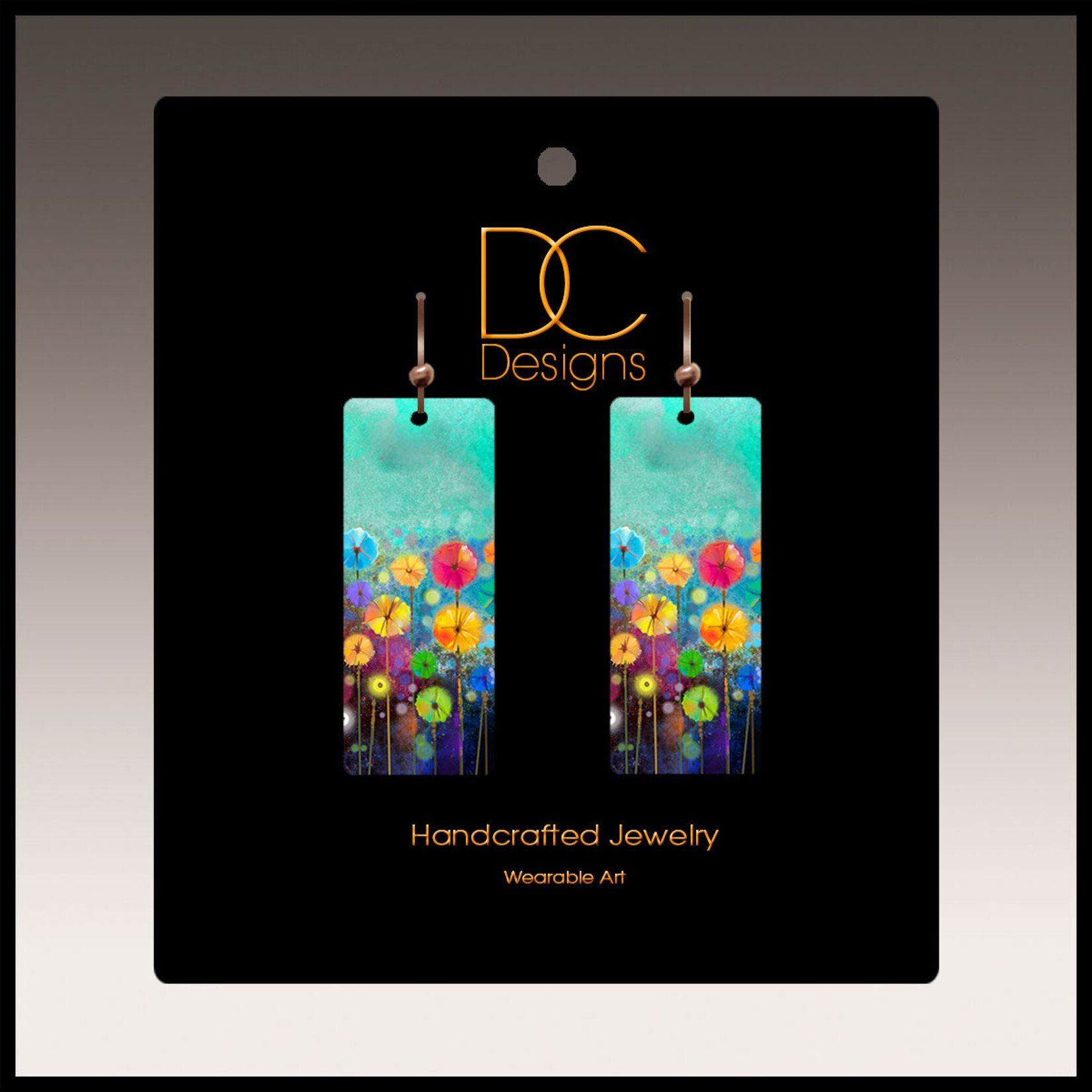 Turquoise Floral Summer Rectangle Earrings