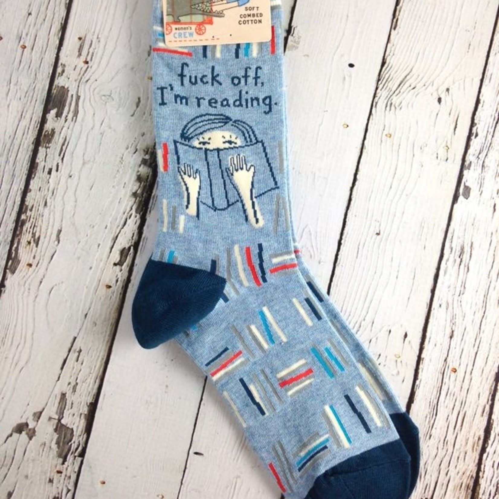 Blue Q Fuck Off, I'm Reading - Crew Socks