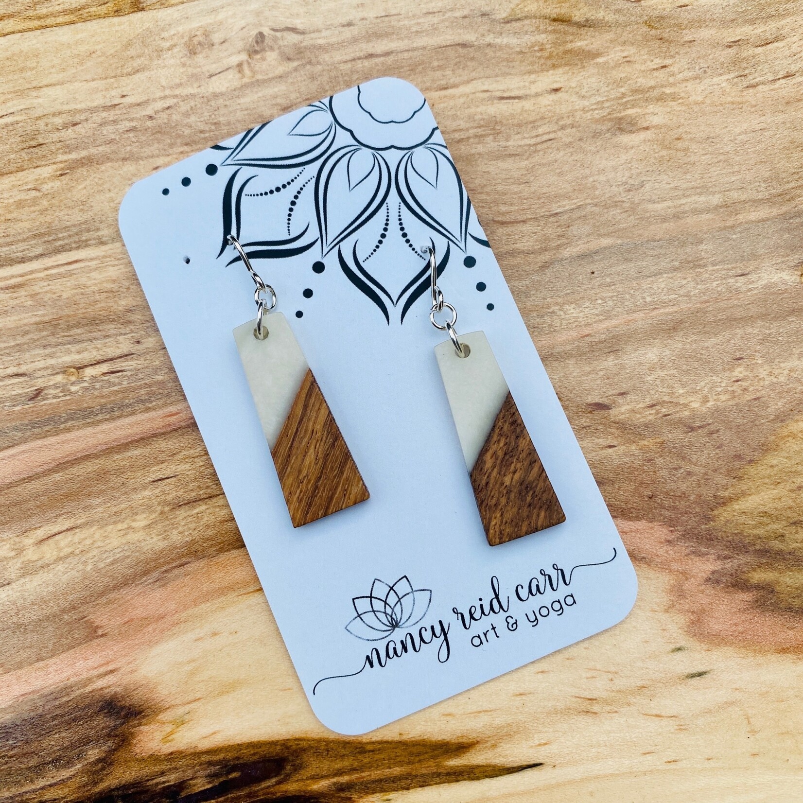 Modern Boho Collection - Trapezoid Drop Earrings Wood/Resin | Ivory