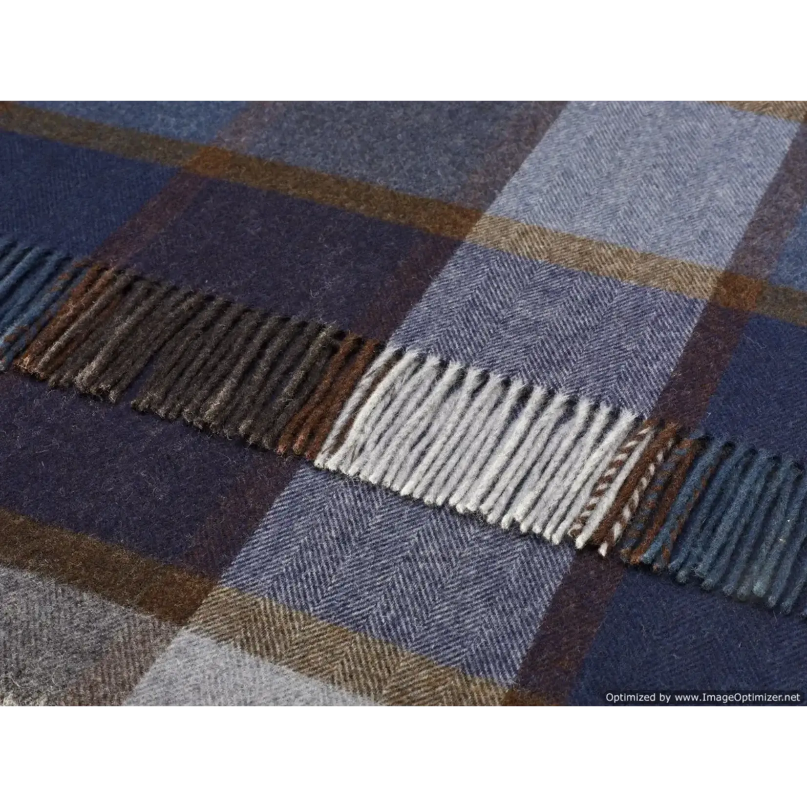 Merino Lambswool Throw Blanket - Pateley Check | Blue