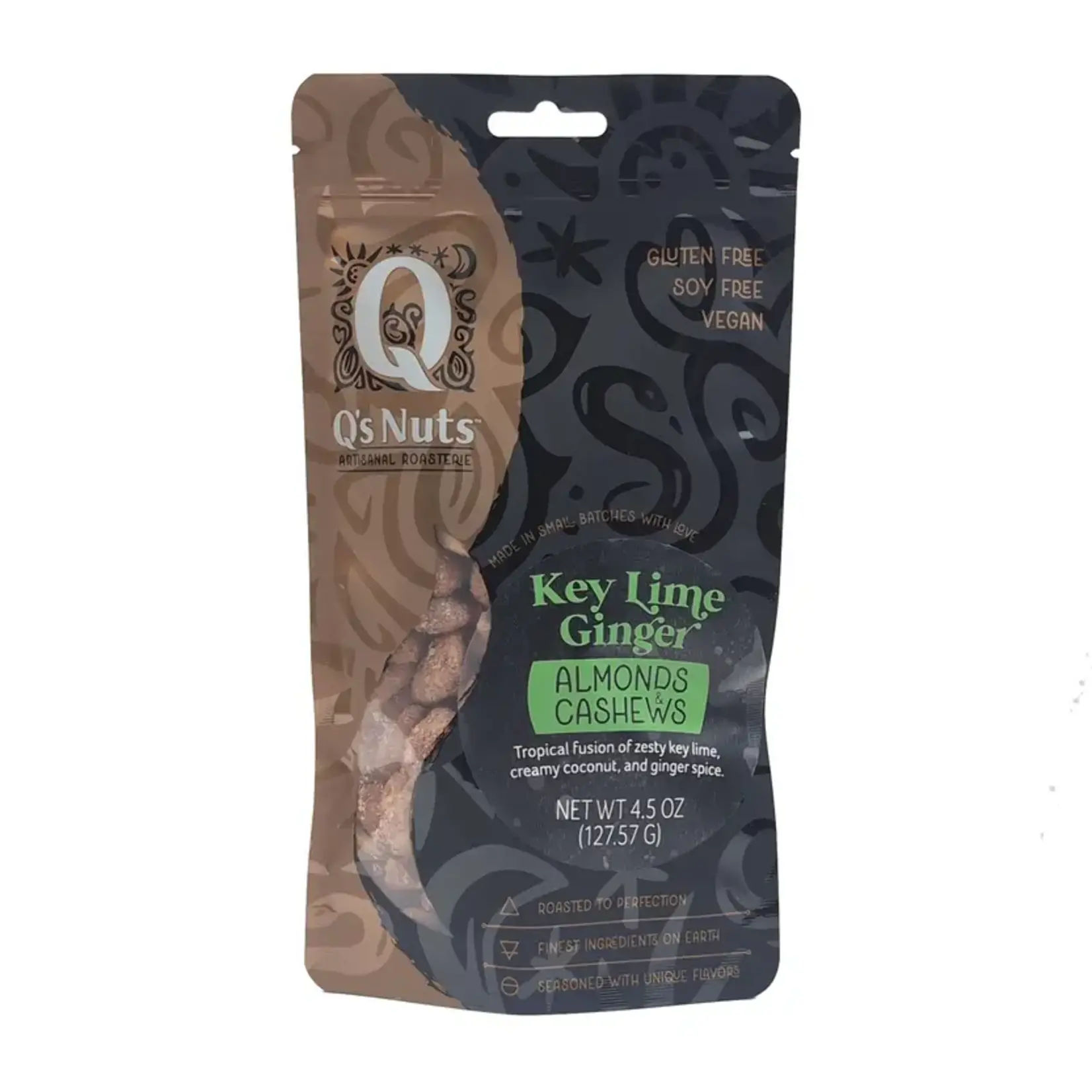Q's Nuts 4.5 oz Key Lime Ginger Almond/Cashew Mix