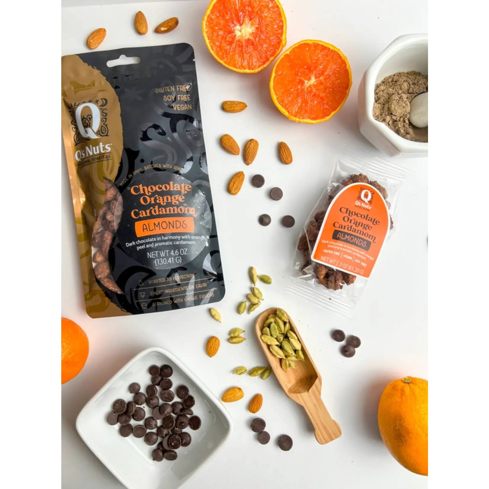 Q's Nuts 4.6 oz Chocolate Orange Cardamom Almond