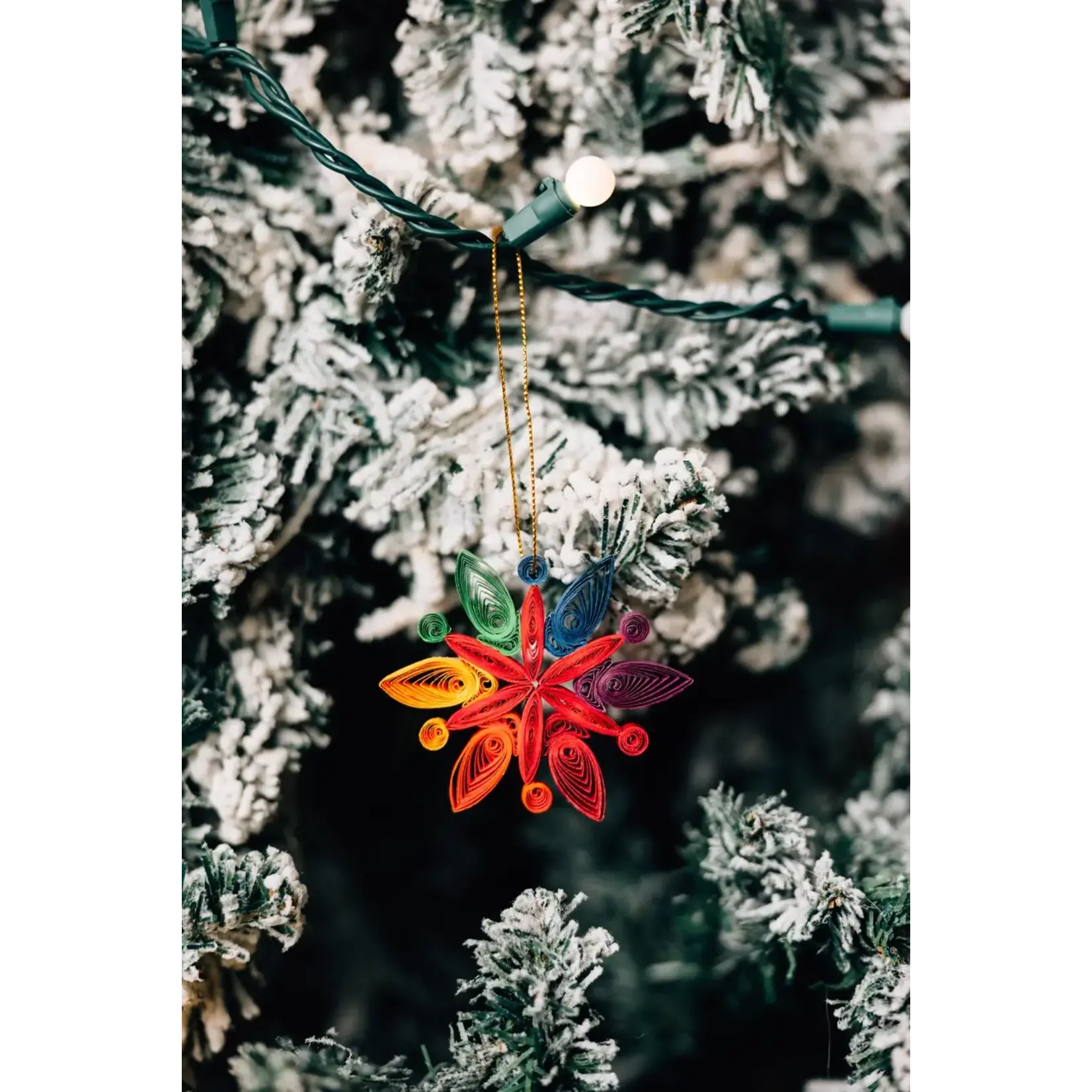 Rainbow Snowflake Quilled Ornament