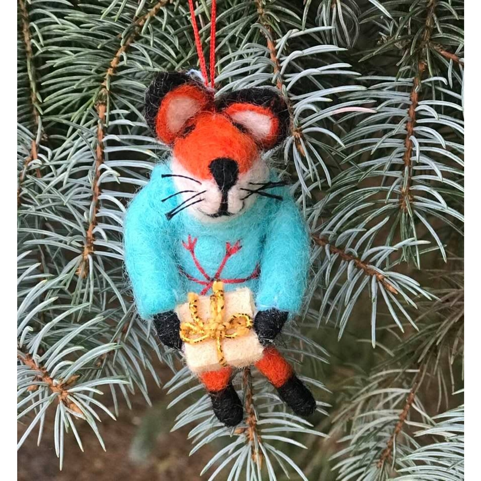 Wool Felt Ornament - Christmas Fox