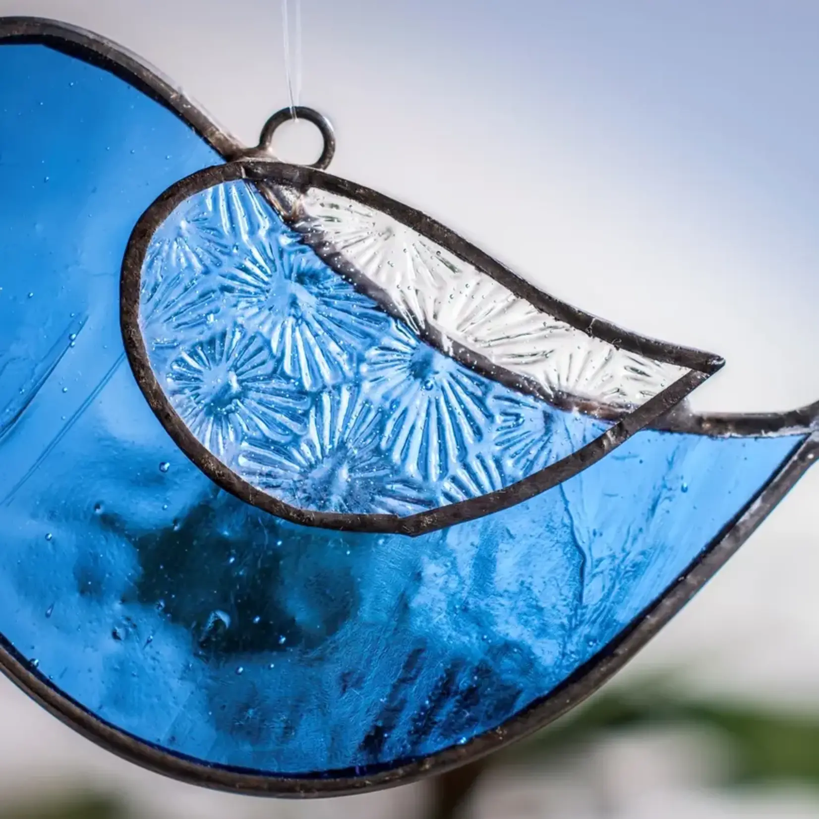 Stained Glass Bird Sun Catcher (Red or Blue)
