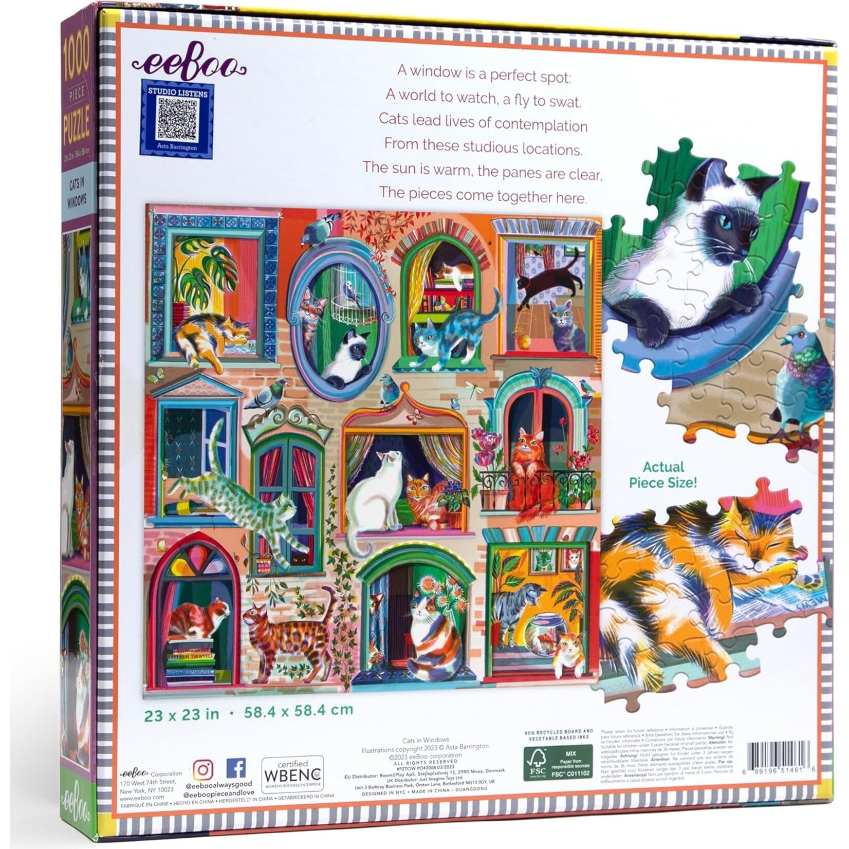 eeboo Cats in Windows 1000 Piece Puzzle
