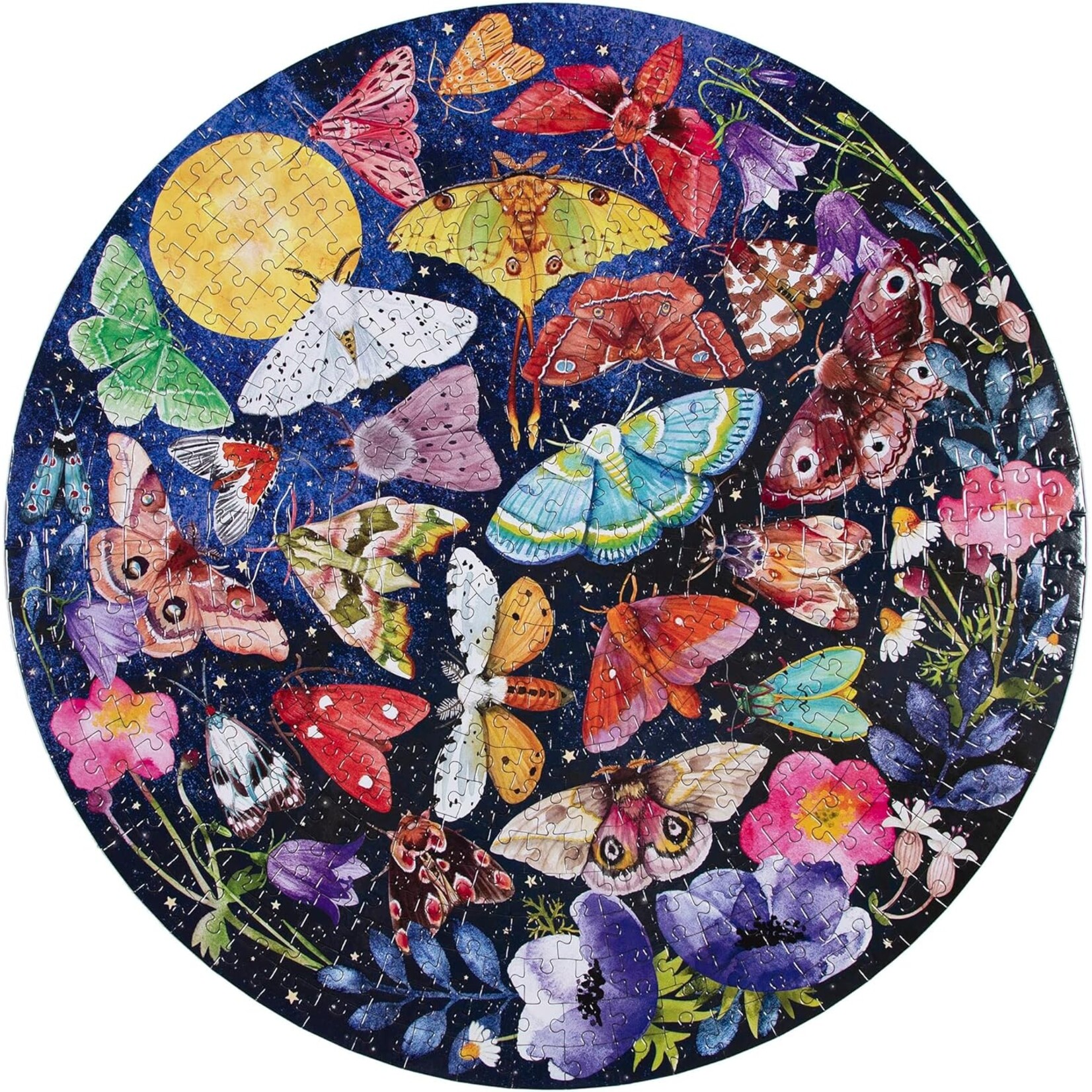 eeboo Moths 500 Piece Round Adult Jigsaw Puzzle