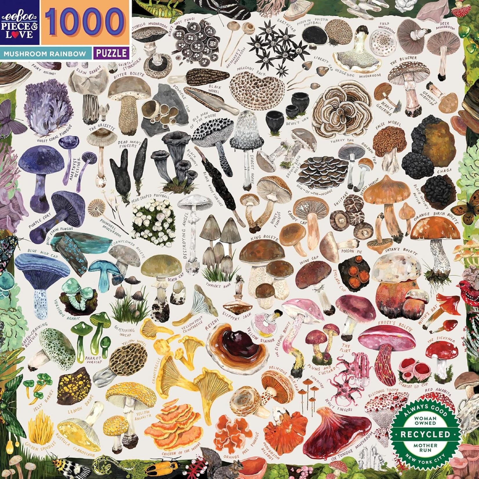 eeboo Mushroom Rainbow 1000 Piece Square Jigsaw Puzzle
