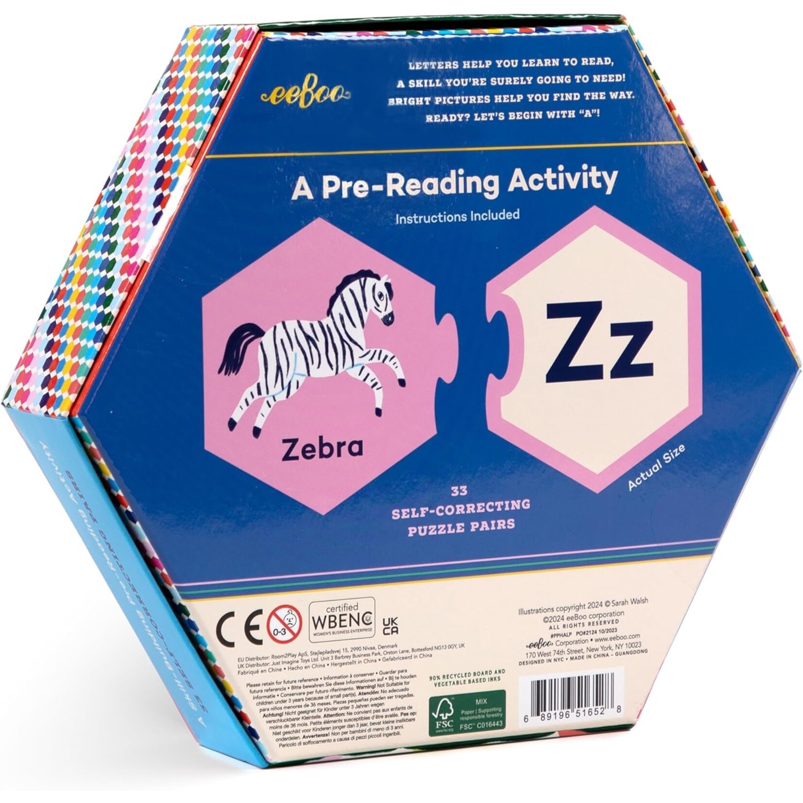 eeboo Alphabet Hexagon Puzzle Pairs