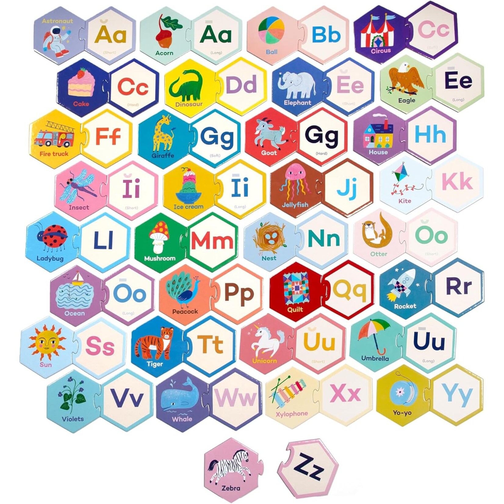 eeboo Alphabet Hexagon Puzzle Pairs
