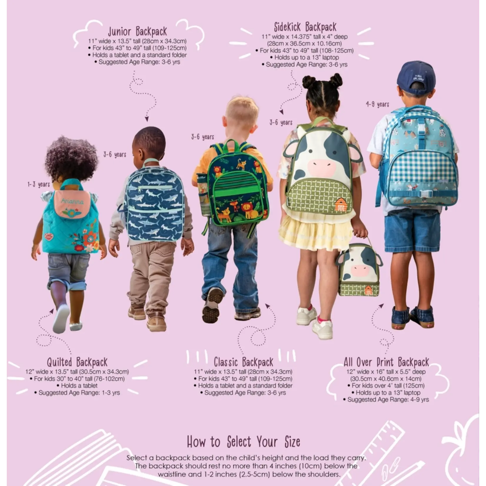 Stephen Joseph All Over Print Backpacks - Dino