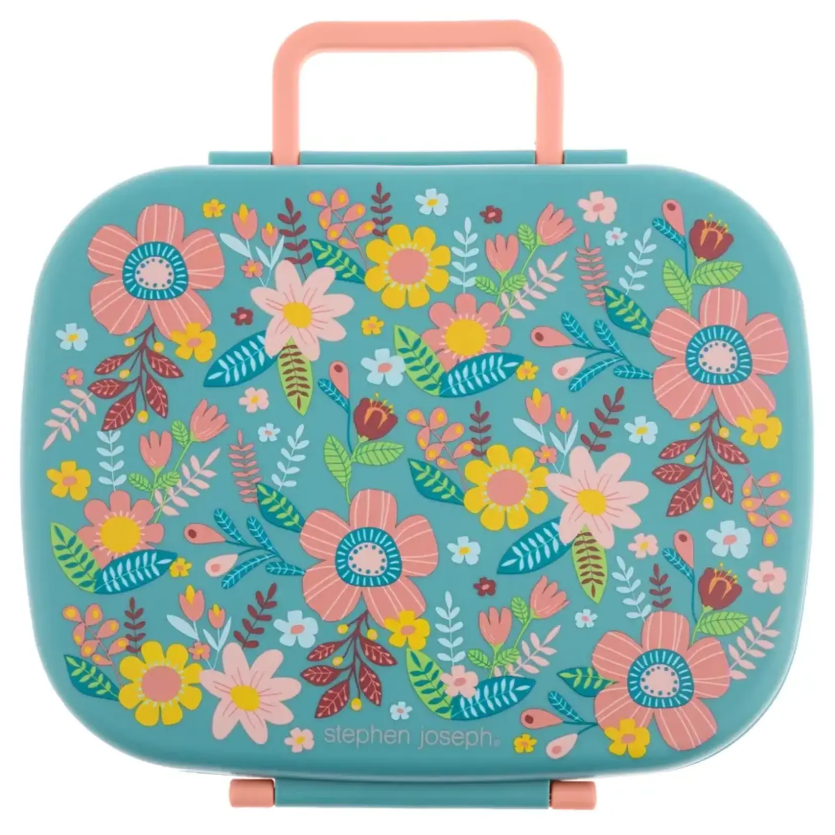 Stephen Joseph Bento Box with Removable Tray - Turquoise Floral