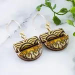 Art Nouveau Sunflower Stacked Half Circle Earrings