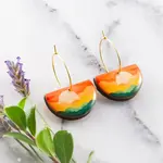 Autumn Sunset Drop Hoop Earrings