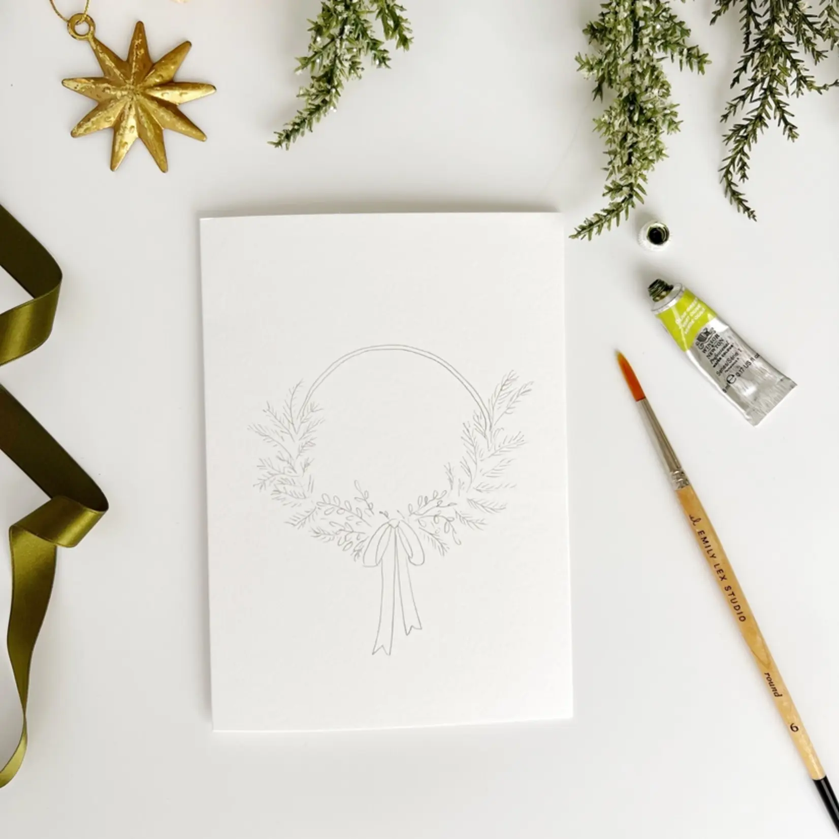 emily lex studio Wreaths Paintable Notecards