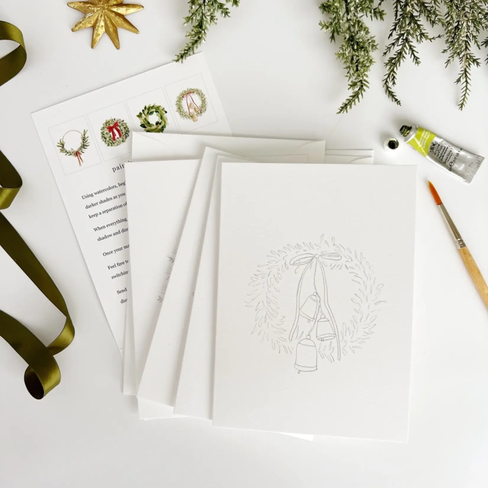 emily lex studio Wreaths Paintable Notecards