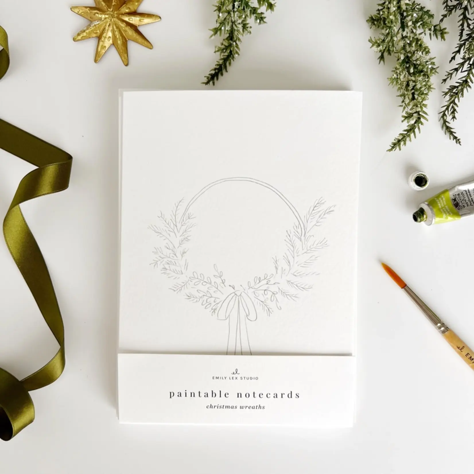 emily lex studio Wreaths Paintable Notecards
