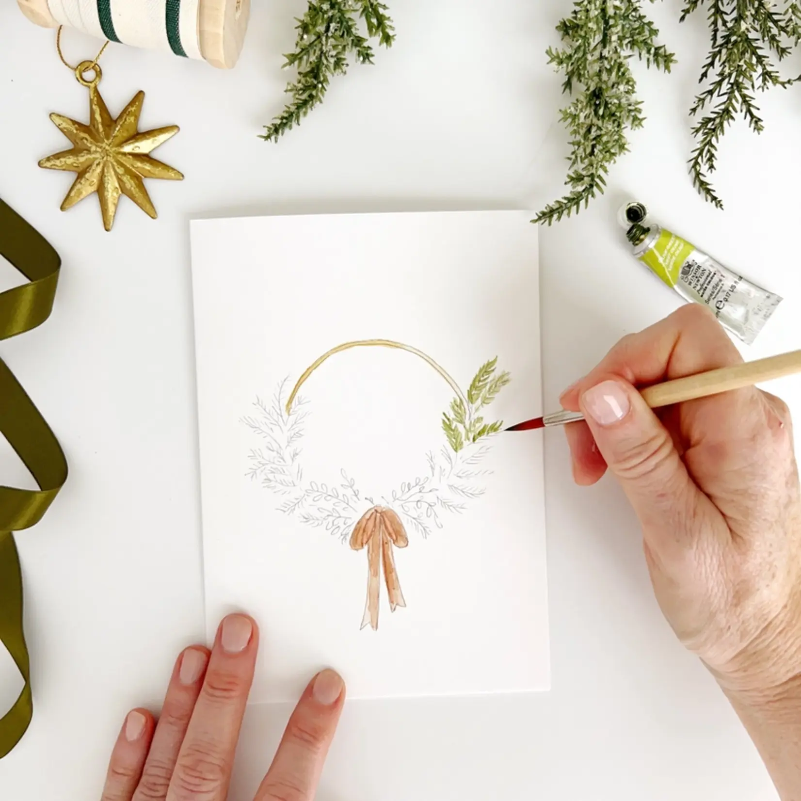 emily lex studio Wreaths Paintable Notecards