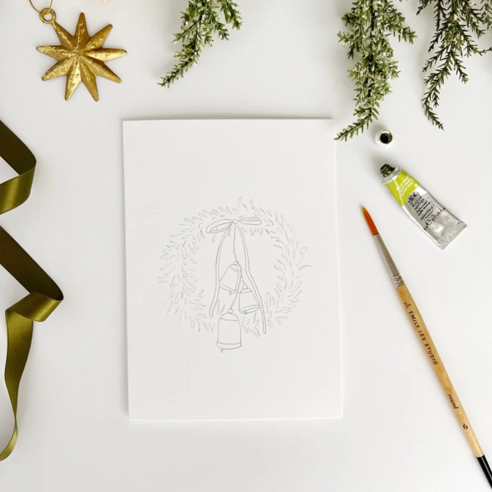 emily lex studio Wreaths Paintable Notecards