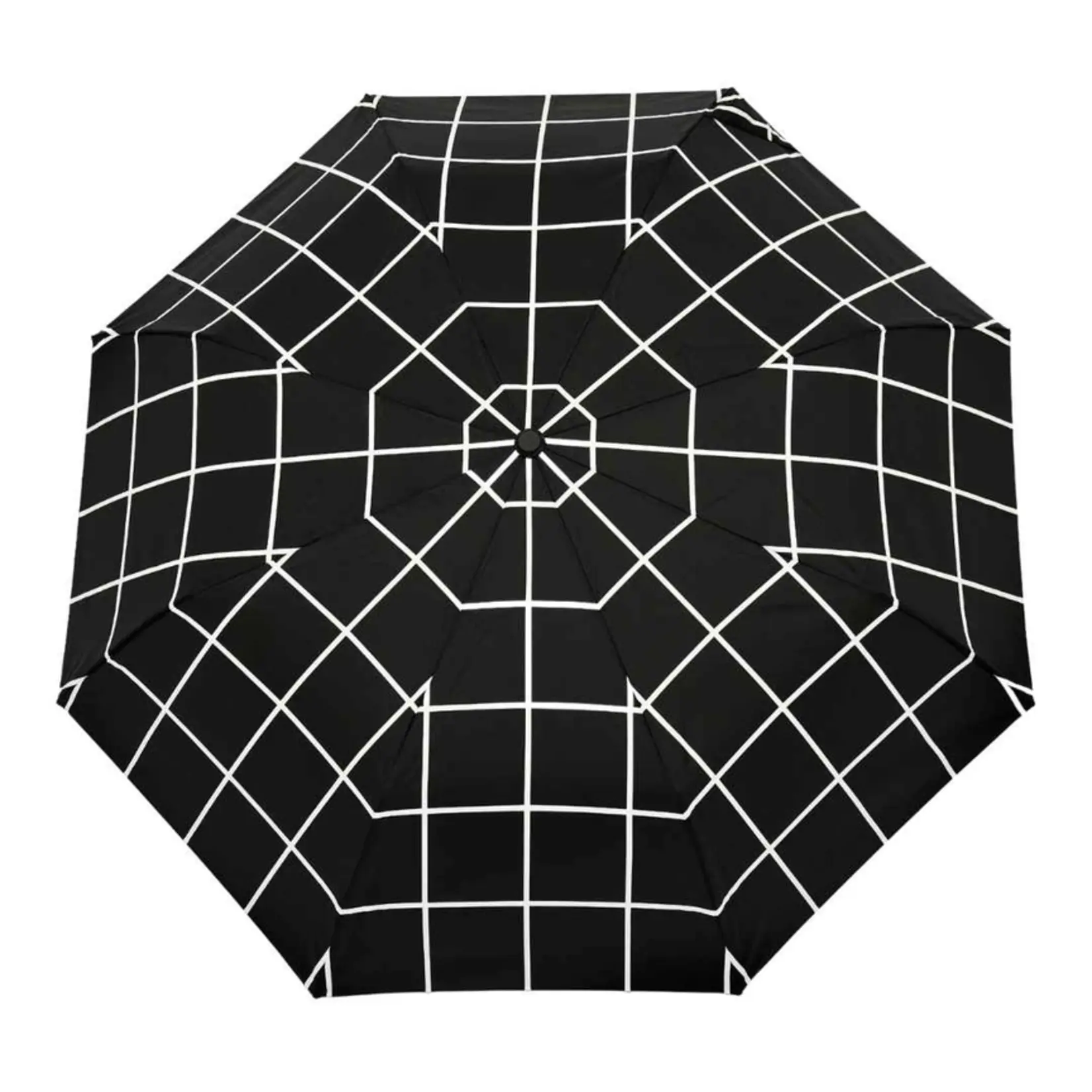 Stylish Black Grid - Compact Eco-Friendly Duck Umbrella