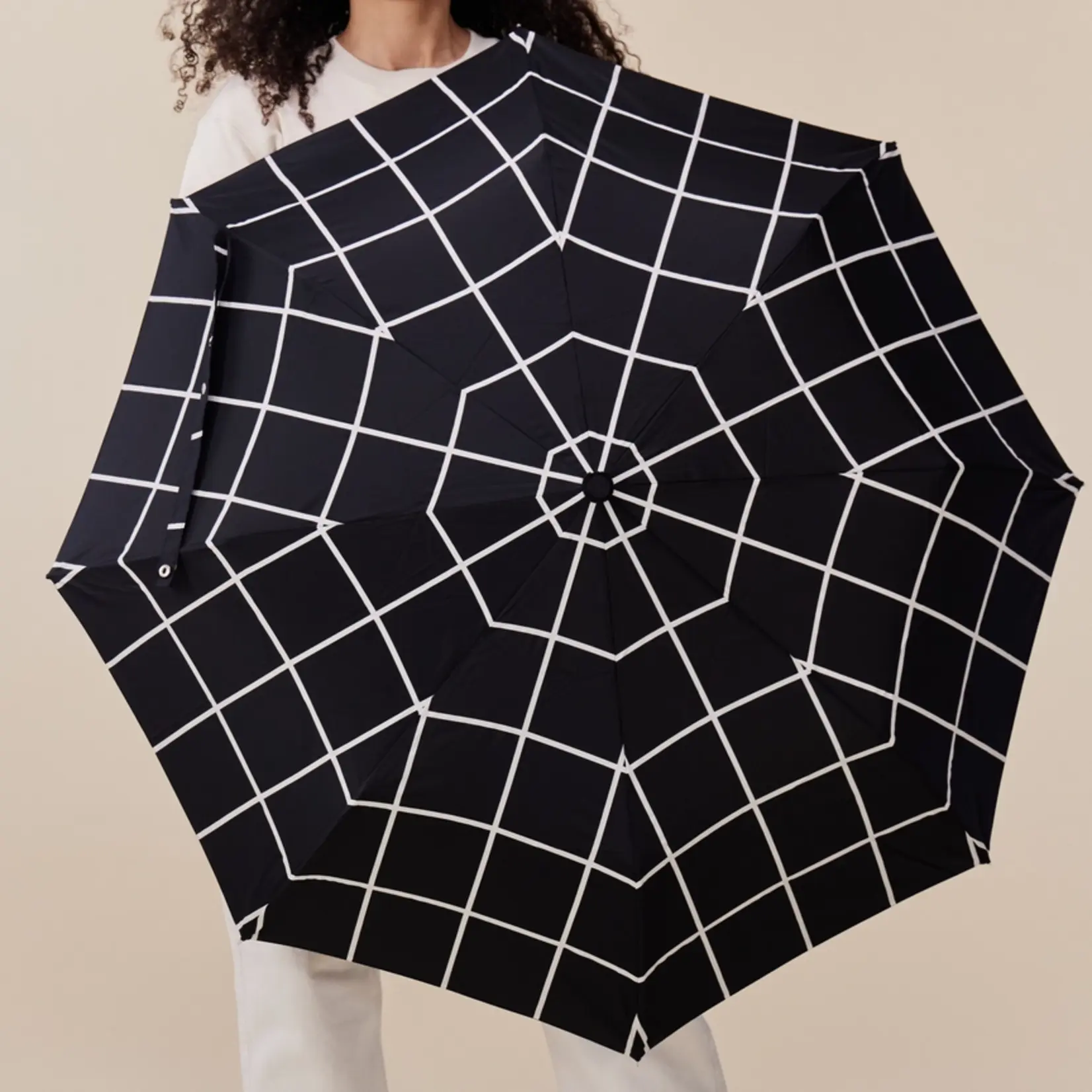 Stylish Black Grid - Compact Eco-Friendly Duck Umbrella